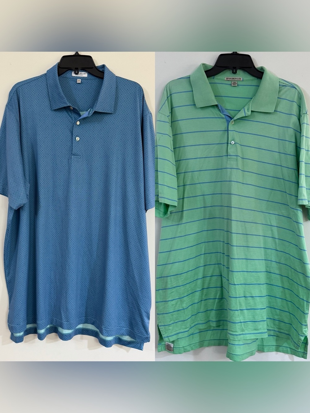Peter Millar Lot Of 2 XXL Golf Polo Summer Comfort Cotton Blue Green Preppy Club